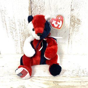 TY Beanie Baby Patriot The Bear Flag On Right Foot